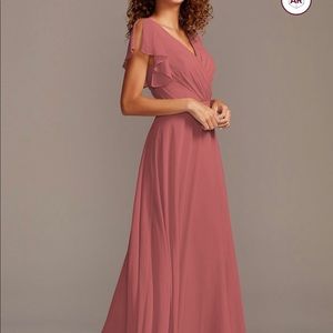 Flutter Sleeve Full Skirt Bridesmaid Dress